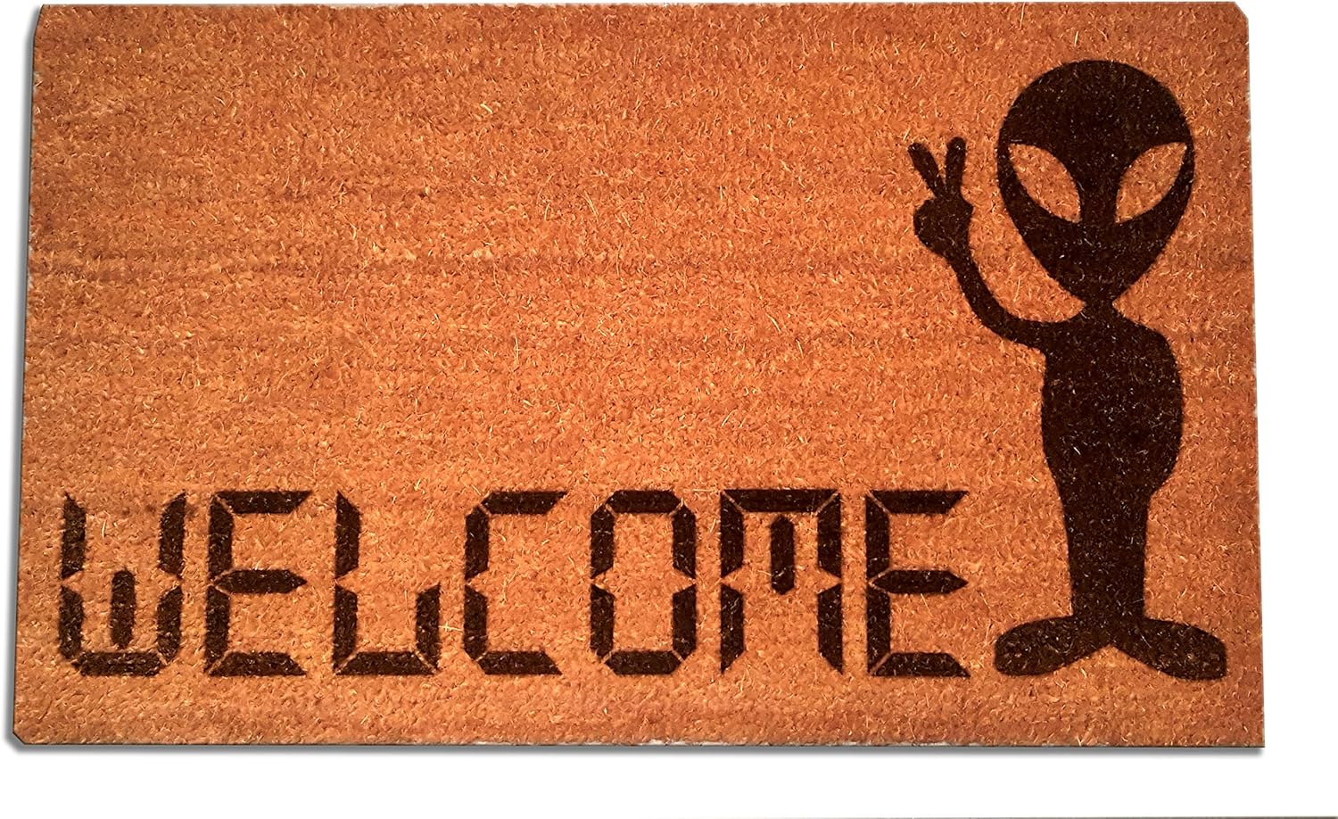 Peace Alien Welcome Laser Engraved Coir Fiber Door Mat 30” x 18”