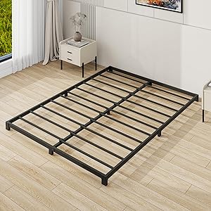 Cama con plataforma de metal, marco de cama de 140 x 200 cm, altura de 8 cm, cama de metal con somier de láminas de metal, moderna cama de metal para adultos, niños, adolescentes, fácil