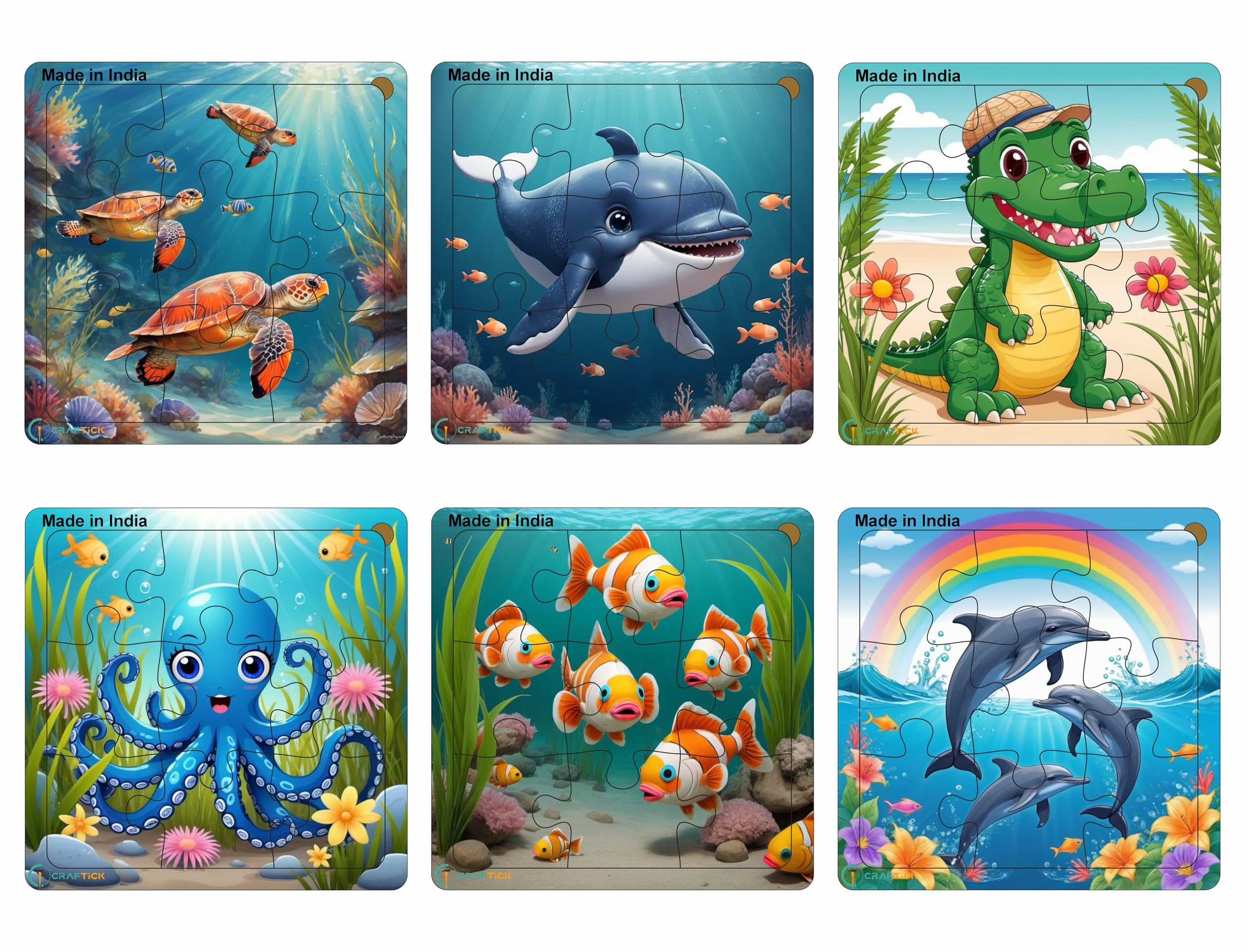 Craftick Sea Animals Jigsaw Puzzles for Kids, for Kids Age 2+ [Elephant,Monkey,Giraffe and Owl,Toucan,Parrot] (Clownfish,Tortoise,Whalefish,Crocodile,Octopus,and Sharkfish) (B0D49BNCYW) Amazon Price History, Amazon Price Tracker
