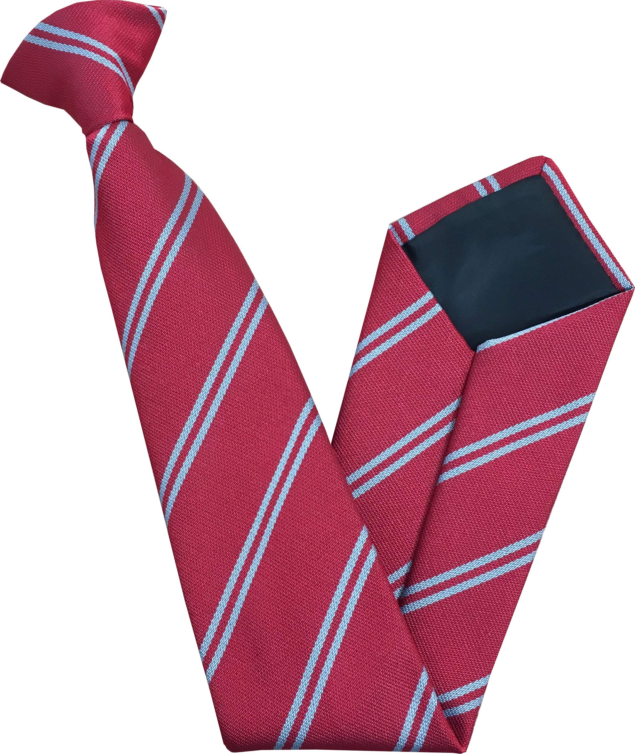 Great British Tie Club Men's Adult Double Stripe Clip On Neck Ties (Red & Grey)