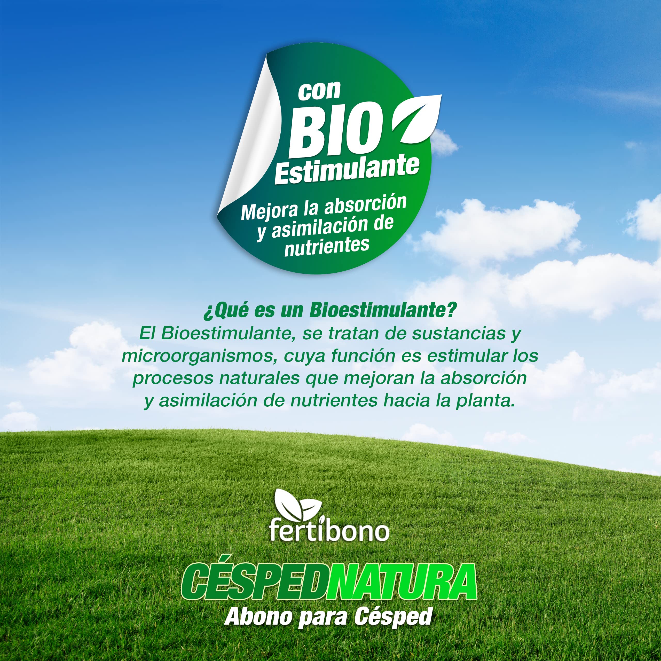 FERTIBONO CéspedNatura - Abono Orgánico de Liberación Lenta para Césped - Seguro para Mascotas y Familia, Nutrición Profunda sin Quemaduras - Apto para Todas las Estaciones. (6,5kg)