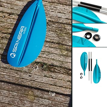 SPINERA Kayak Paddle Classic 240 cm - 4-Piece Aluminium Shaft PP + 40% FG Hammer Blade Can be Dismantled & Lightweight - For Beginners & Advanced Users Teal Colour - Robust Kayak Paddle