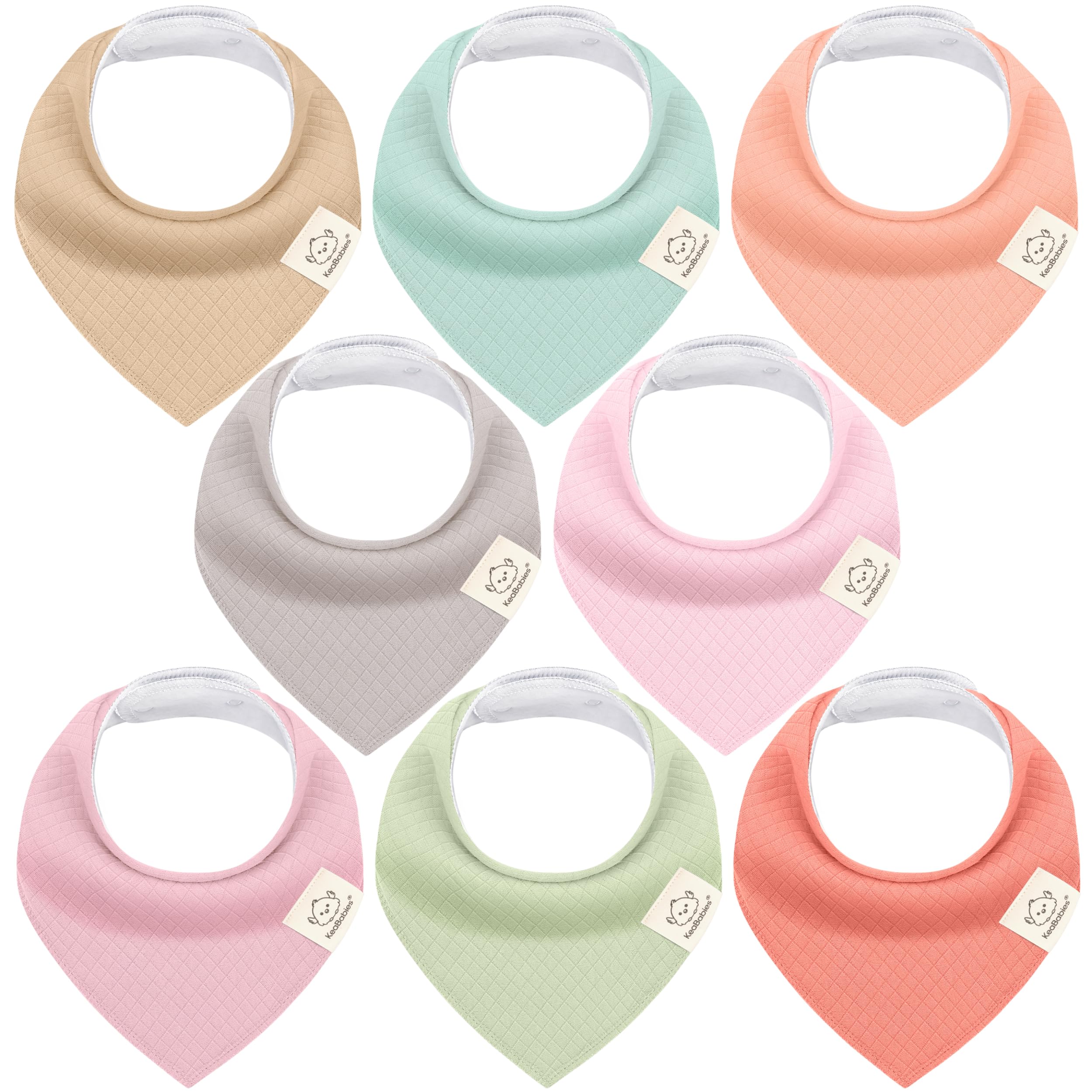 KeaBabies 8-Pack Bandana Bibs for Baby Girls, Boys - Organic Cotton Baby Bibs for Drooling & Teething Newborn, Toddler, Infant 0-36 months, Extra Soft
