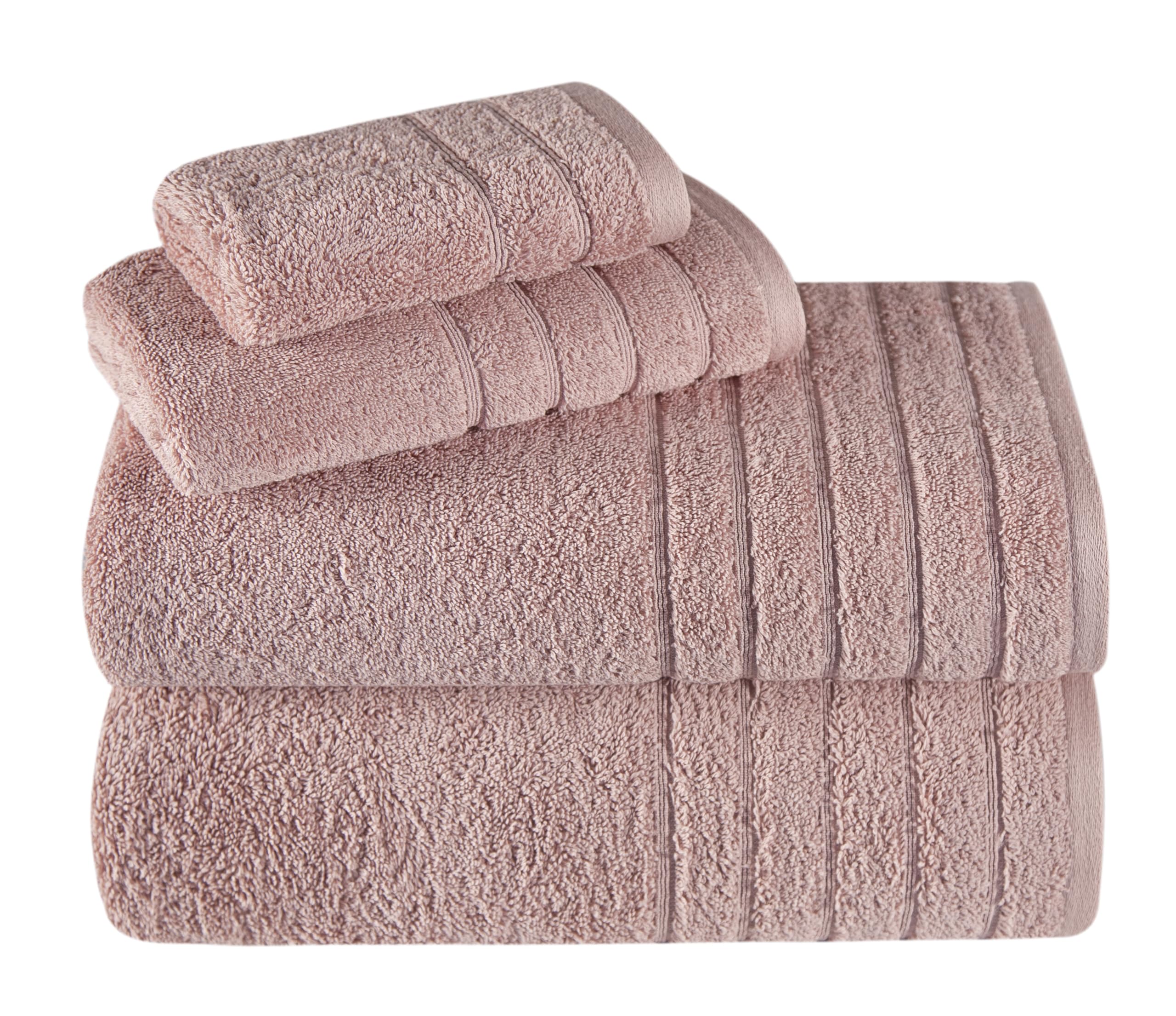 SALBAKOS Barnum 4 Piece 700 GSM Turkish Combed Cotton Family Towel Set with Bath Towels, Rose