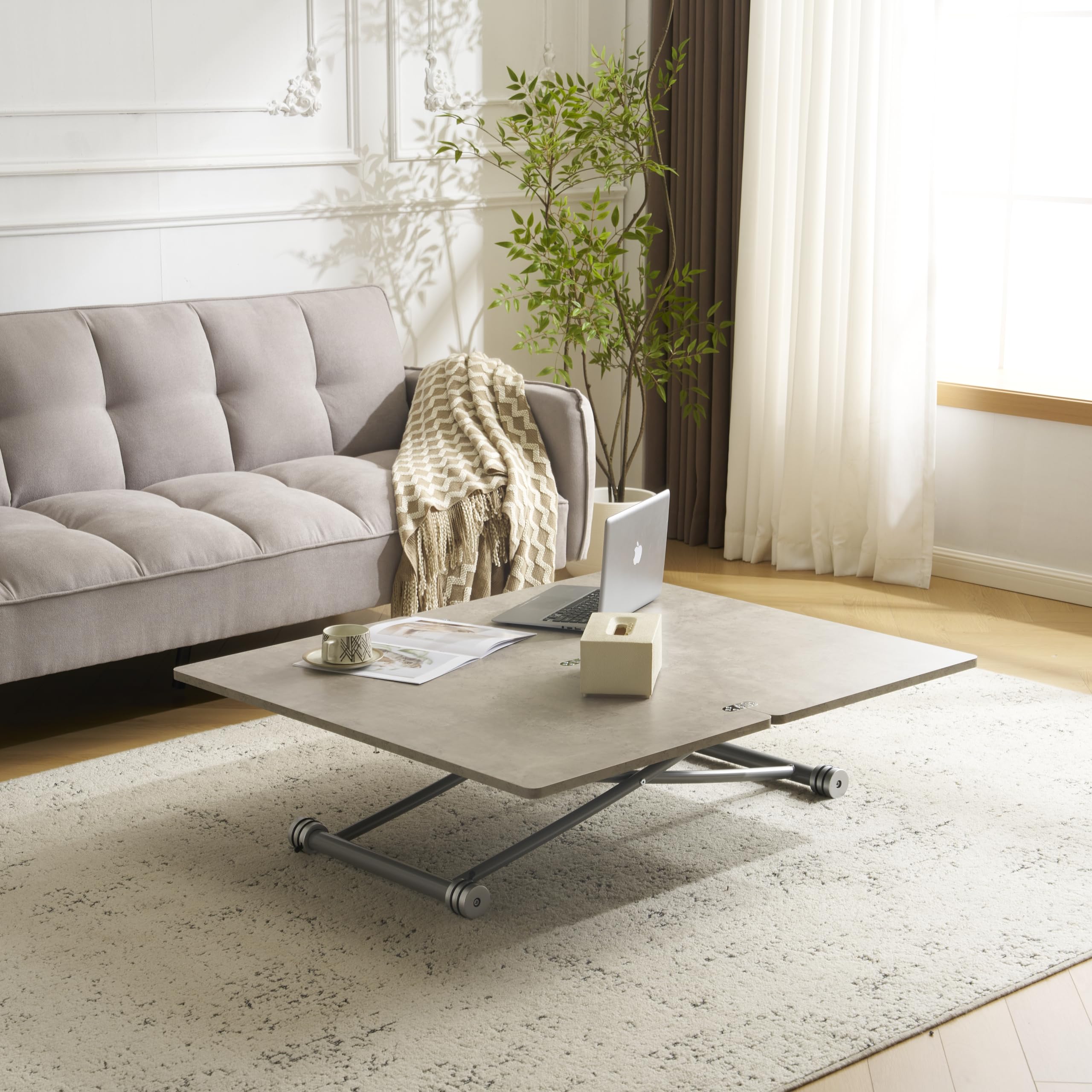 Amazon.co.jp : テーブル 天板が2倍に広がるガス圧昇降テーブル 100×50