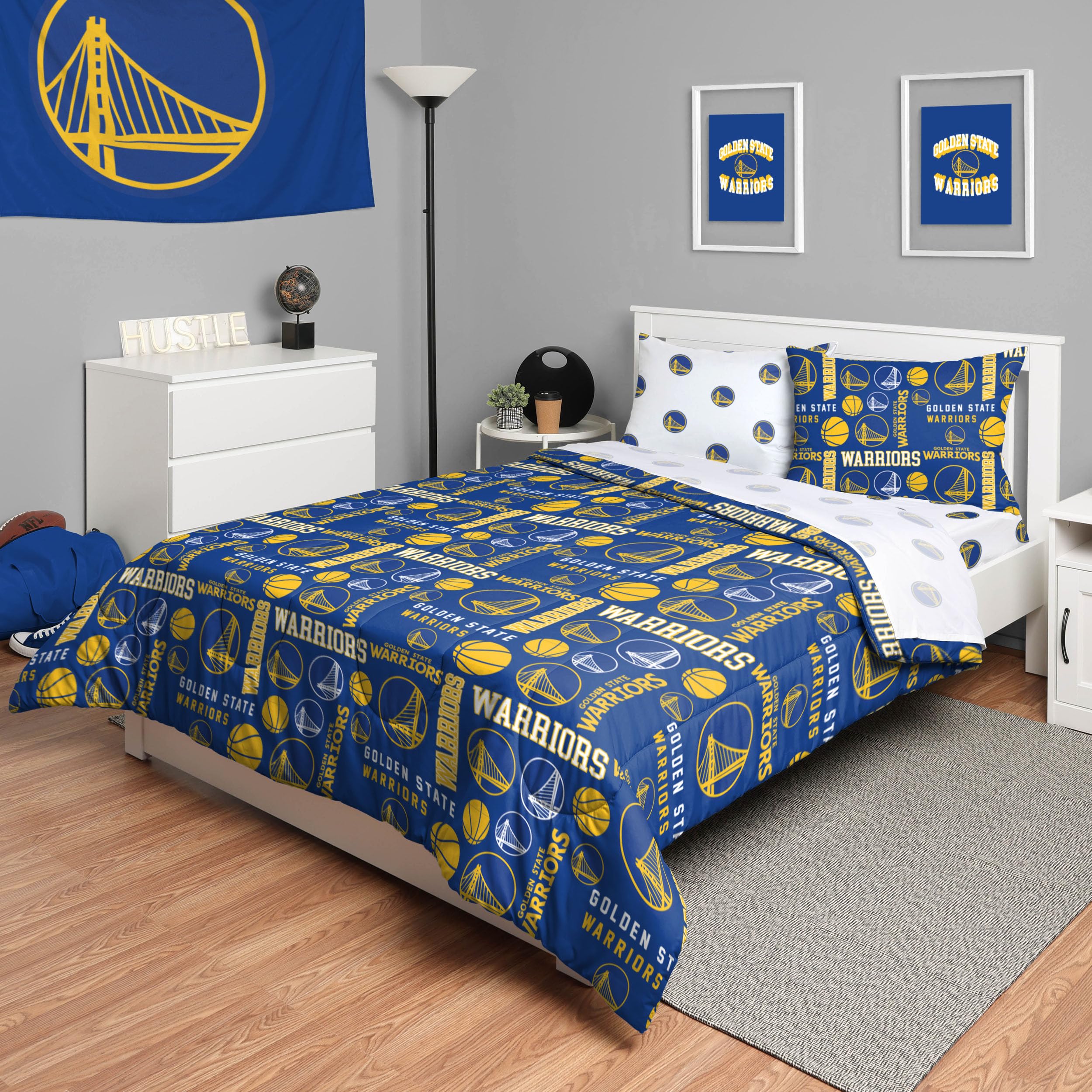 Parure de lit Golden State Warriors pour habiller une chambre d'ado fan de NBA