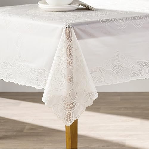 Miniatura 4 de Violet Linen Mantel de vinilo con diseño de Betenburg, color beige, 60 x 90 pulgadas, oblongorectangular