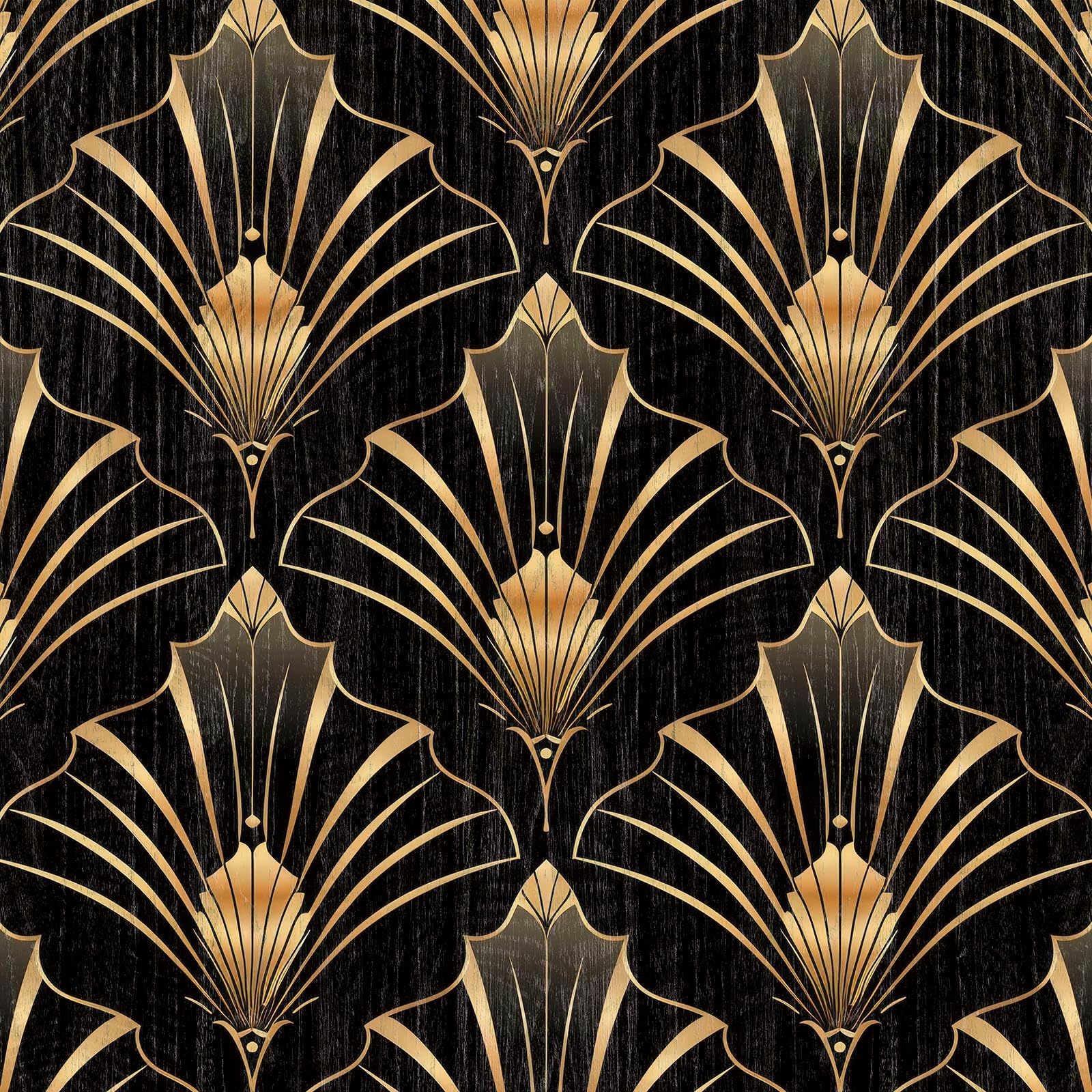 Elegant Baroque Pattern Self-Adhesive Wallpaper with Gold Linear Pattern, Removable, Decorative, 44X300CM, for Furniture and Wall cabinets.