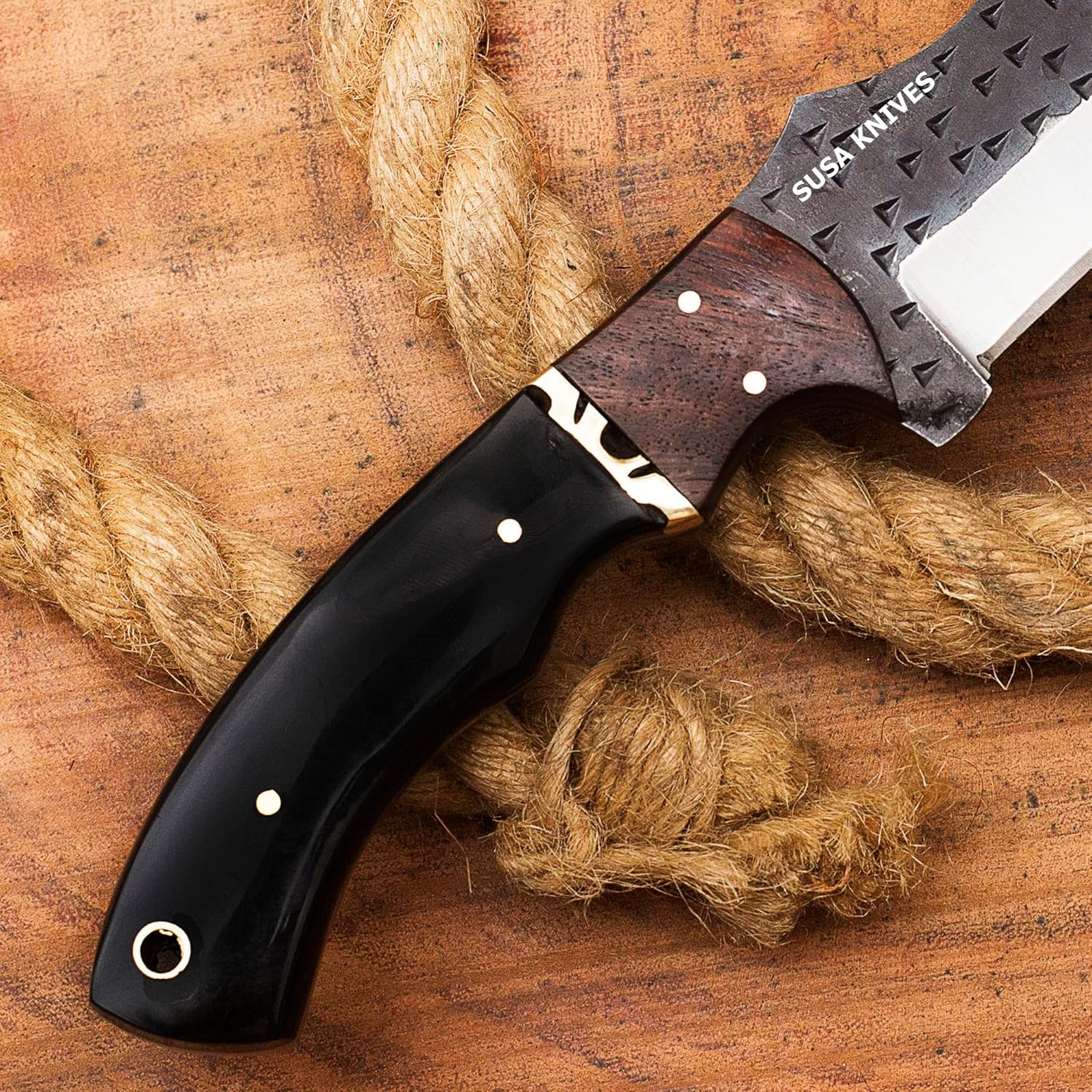 Handmade D2 Steel Tracker Knife - Survival Knife - Camping - Black Tactical Knife - Hunting with Sheath Horizontal Carry Fixed Blade (FORGED TRACKER)
