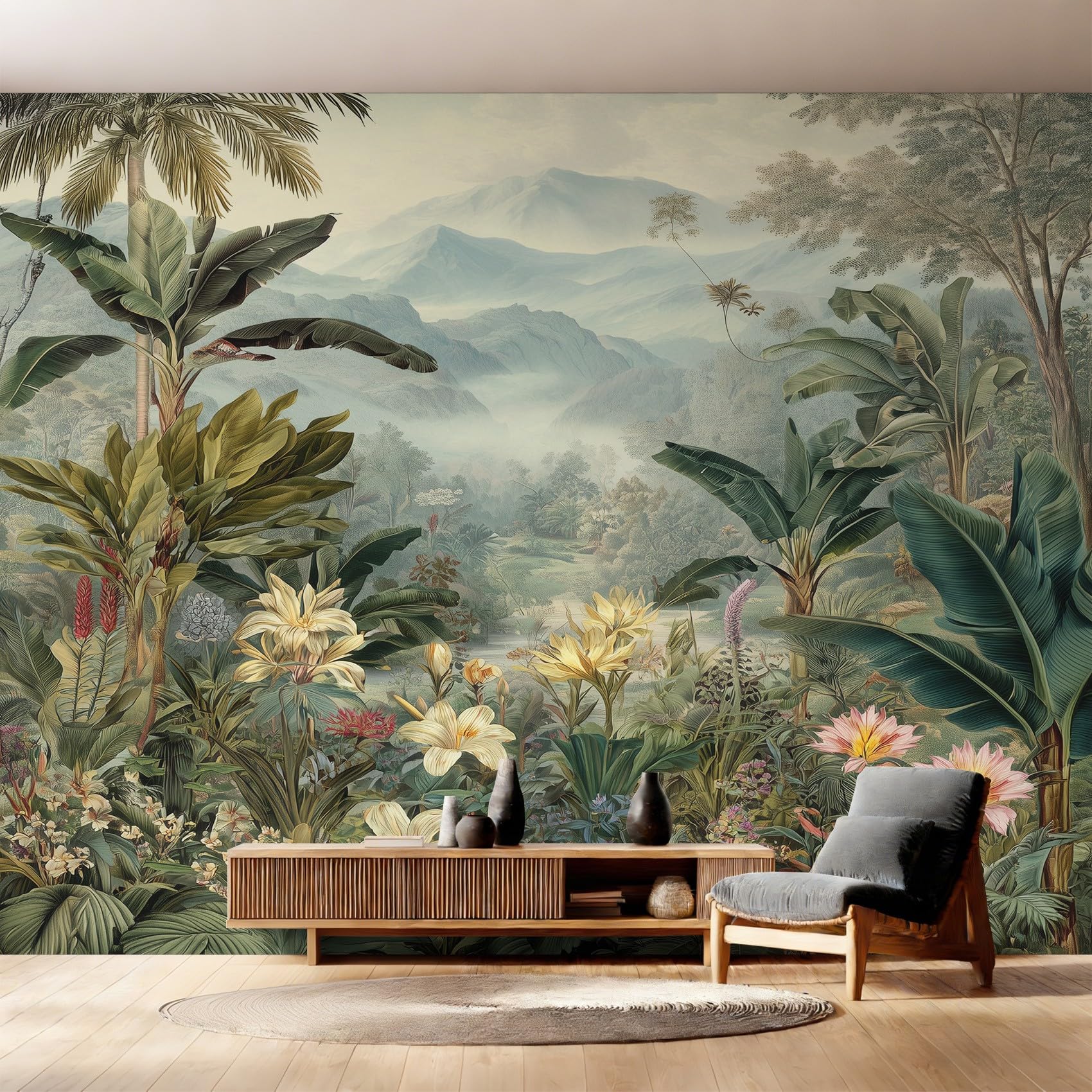 Photo Wallpaper Tropical Jungle Decorative - Botanical Landscape Rainforest Wallpaper for Living Room Bedroom, Non-Woven Wall Mural TV Background Decor, 250x175 cm saf-6 โ image 1