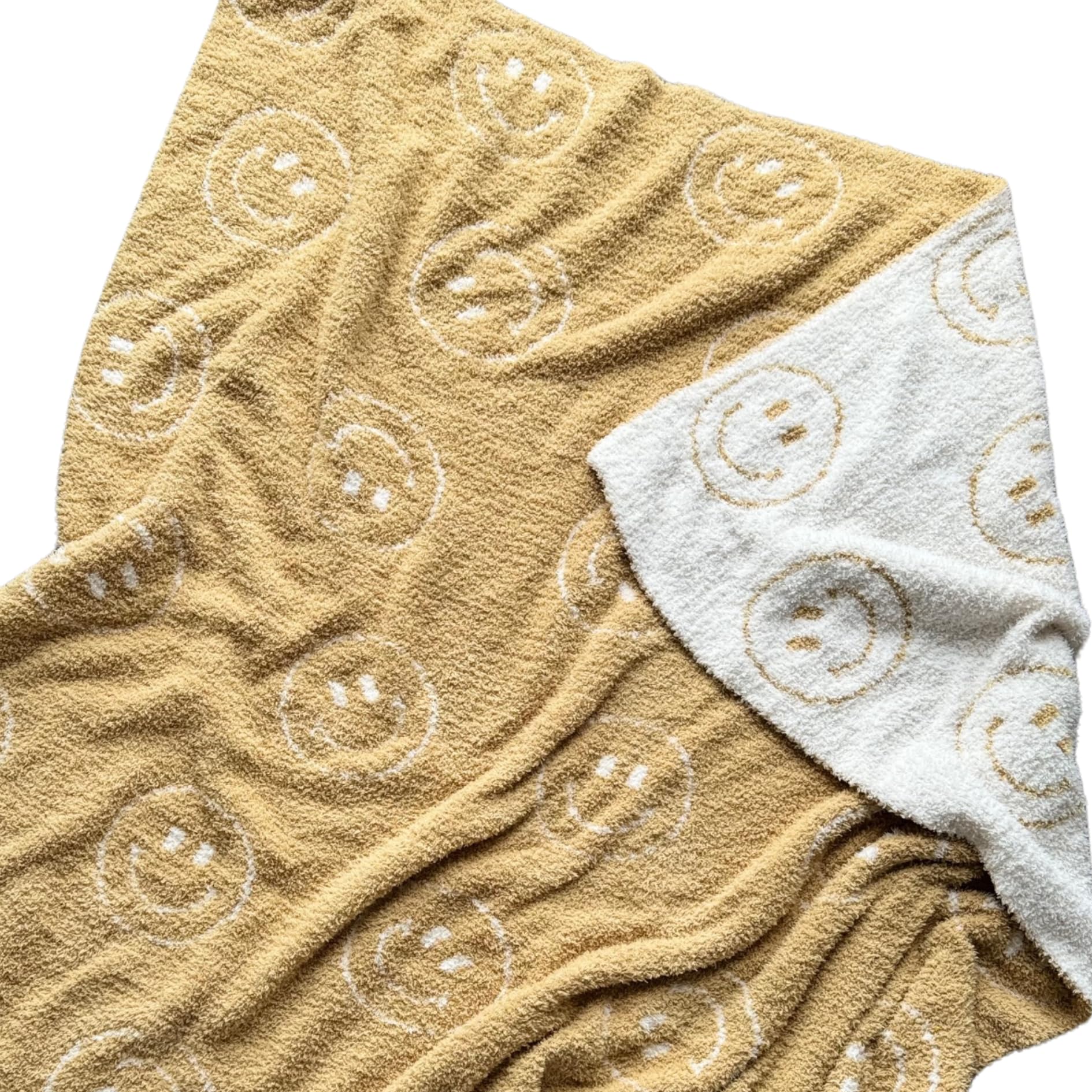Karierte Überwurfdecke Mit Smiley-Gesichtern – Wendbar, Weich, 71,1x101,6 Cm, Lila, Aus Mikrofaser, Maschinenwaschbar