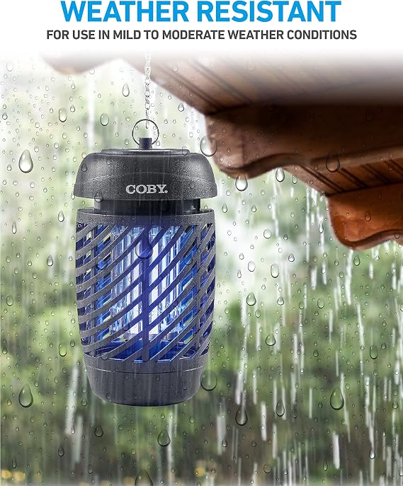 Coby Bug Zapper for Outdoor & Indoor, 10W, Covers 800 Sq. Feet, Non-Toxic, Chemical-Free, Black (CBZ1J6)
