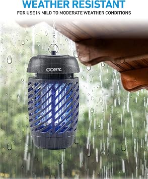 Coby Bug Zapper for Outdoor & Indoor, 10W, Covers 800 Sq. Feet, Non-Toxic, Chemical-Free, Black (CBZ1J6)