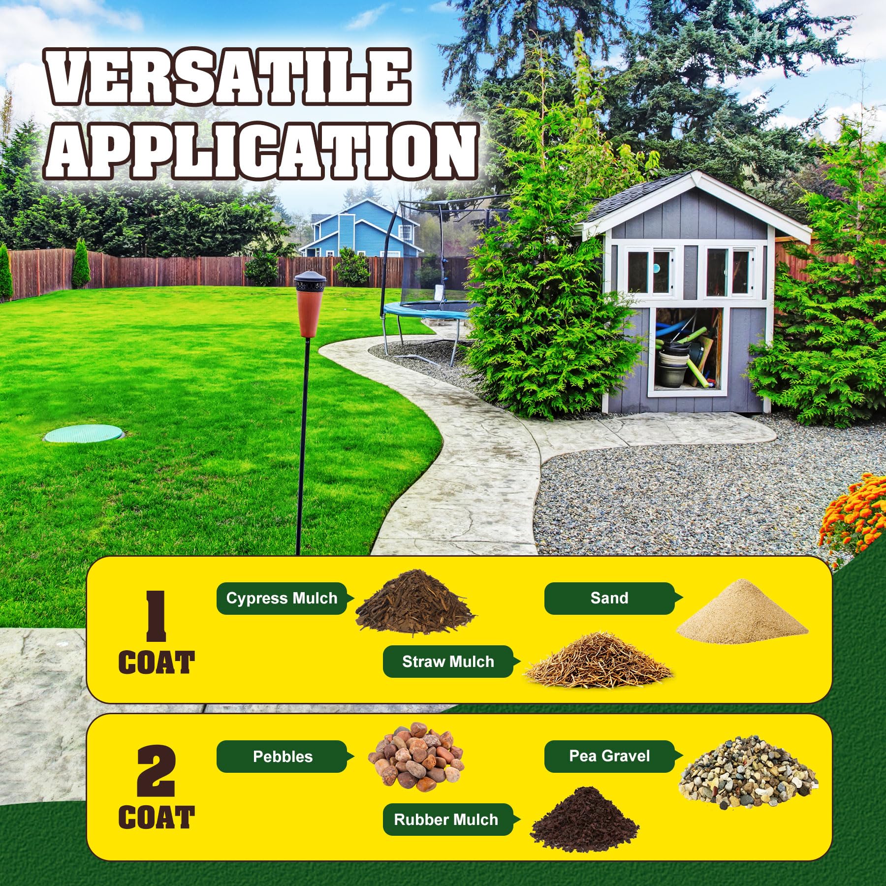 Kiesbinder Extra Stark - 4L/128oz Konzentrieren Mulchkleber, Kiesverfestiger Bindemittel, Ungiftig Gebrauchsfertig Steinkleber für Kies, Rinde, Holz - Kieselsteine Kleben für Gartenwegen, Steinweg