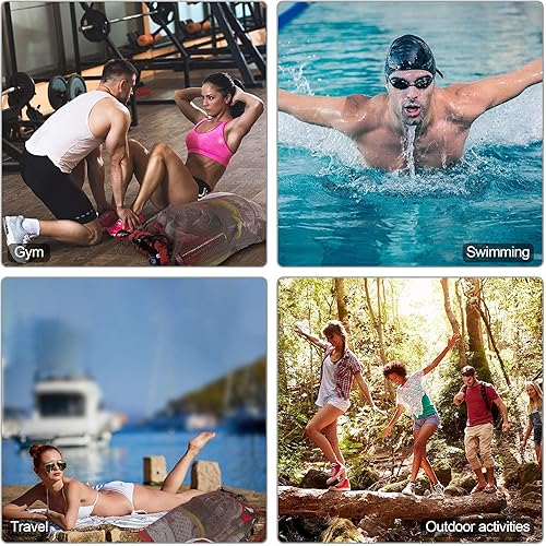 Vista 27 de BeeGreen Mochila con cordón para hombres y mujeres, atlético, gimnasio, deportes, entrenamiento, playa, natación Negro