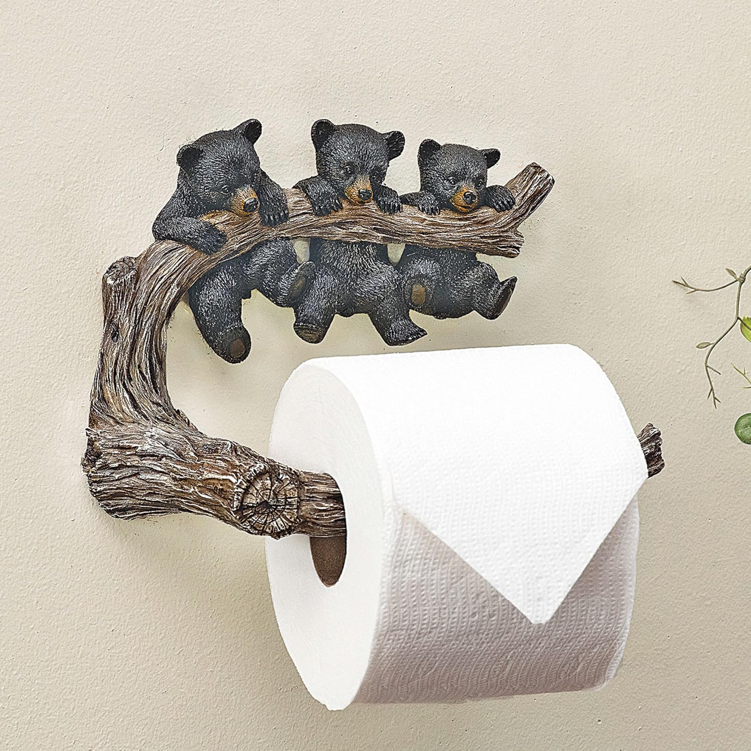 BLACK FOREST DECOR Bear Necessities Toilet Paper Holder - Rustic Bathroom Wall Décor for Cabin, Lodge, or Home, 8" W x 4" D x 6" H