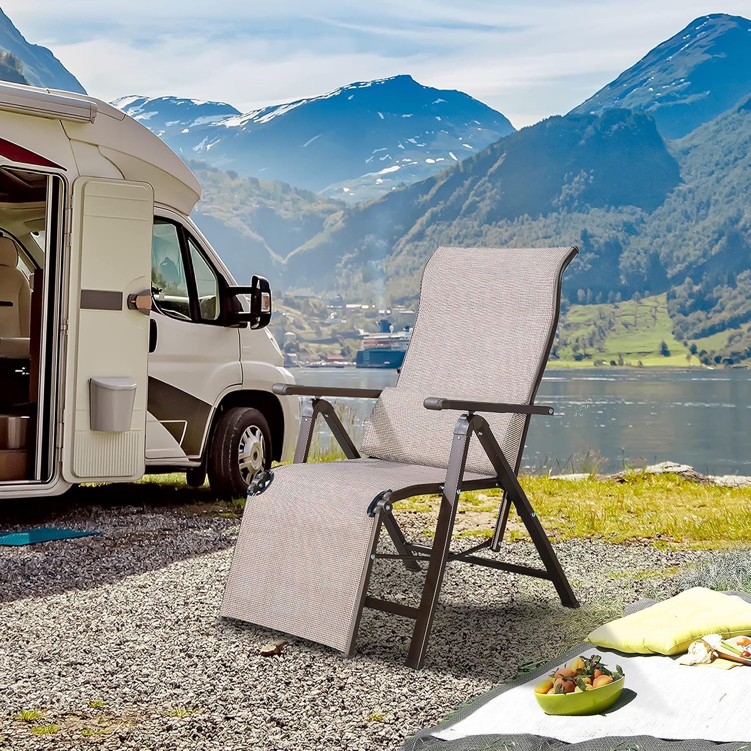 PURPLE LEAF Outdoor Zero Gravity Lounge Chair Patio Wicker Rattan Recliner Chairs Beach Pool Lawn Camping Indoor Office Deck Lounger Chair for Outside Folding Reclining Chair, Coffee : Garden & Outdoor