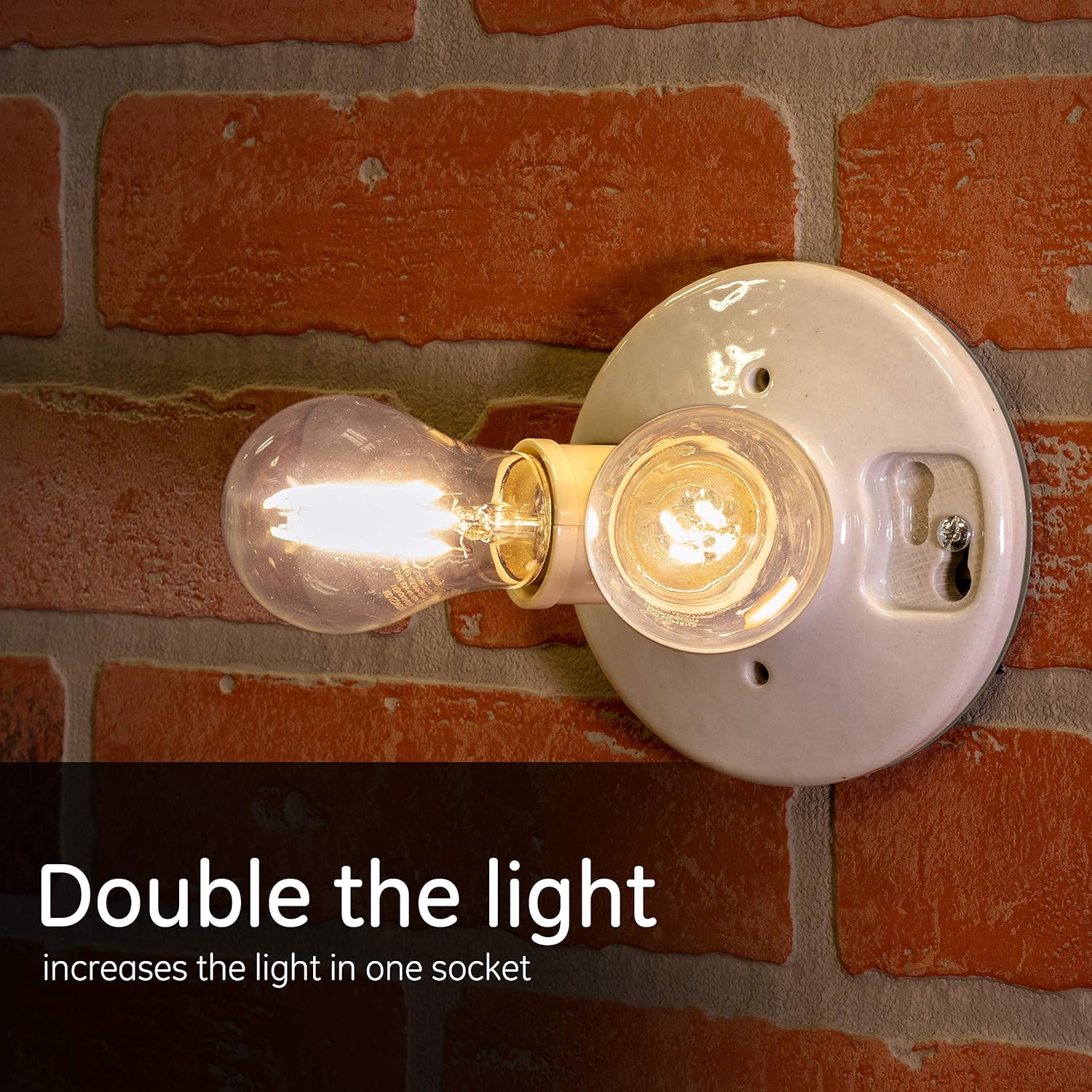 Power Gear Twin Bulb Splitter, Converts One Socket into Two, Perfect for Workshop, Garage or Utility Room, UL Listed, Light Almond, 54551