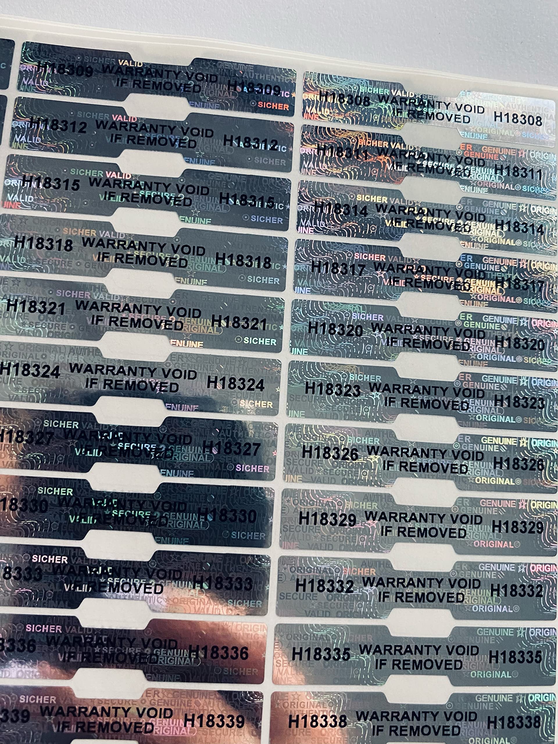 500 Hologram Stickers Labels Dog Bone Warranty Void Labels Tamper Proof 50 mm x 10 mm Labels with Serial Numbers - Image 4