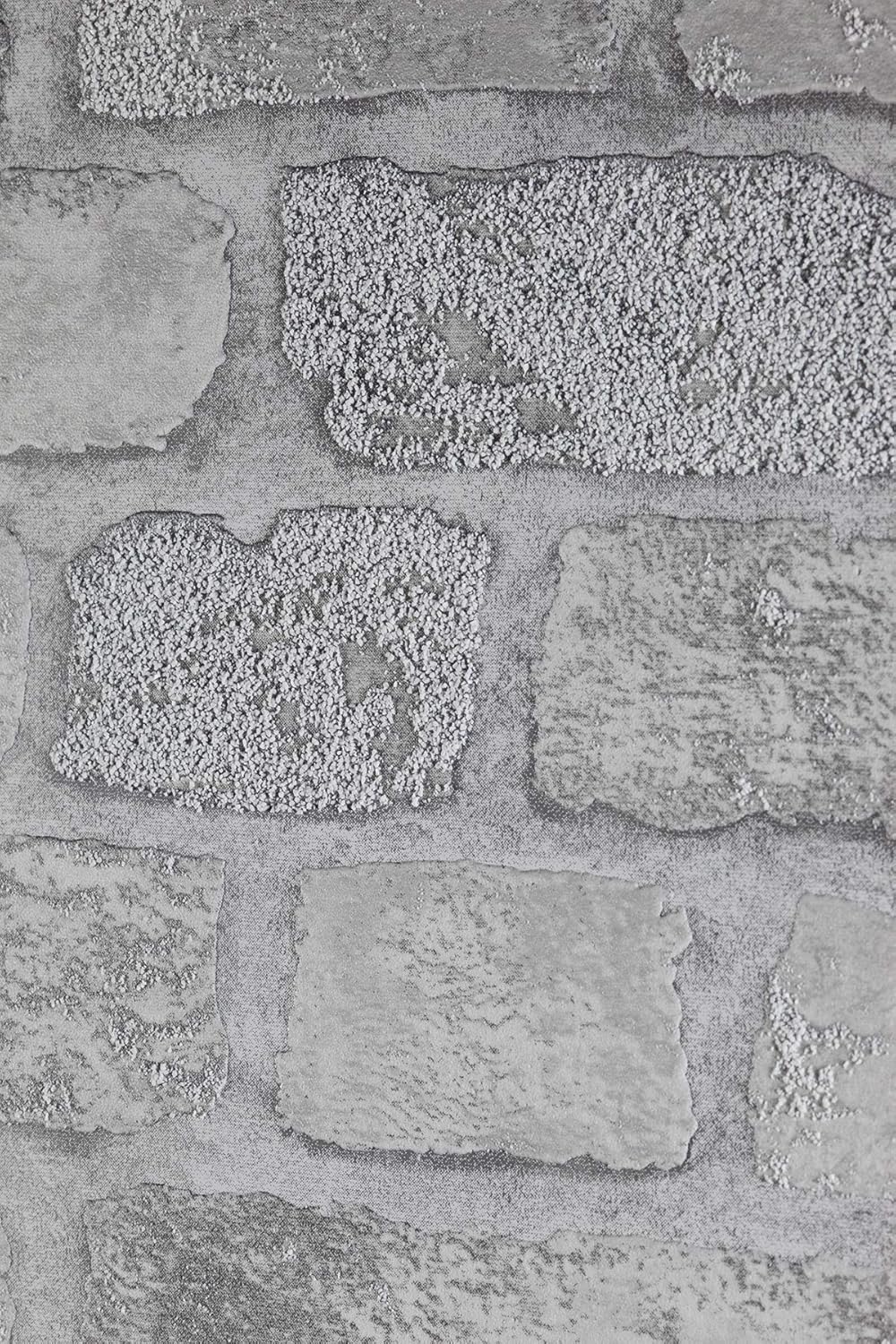 Brewster Home Fashions RD411 Princess Street Brick Wallpaper, Grey