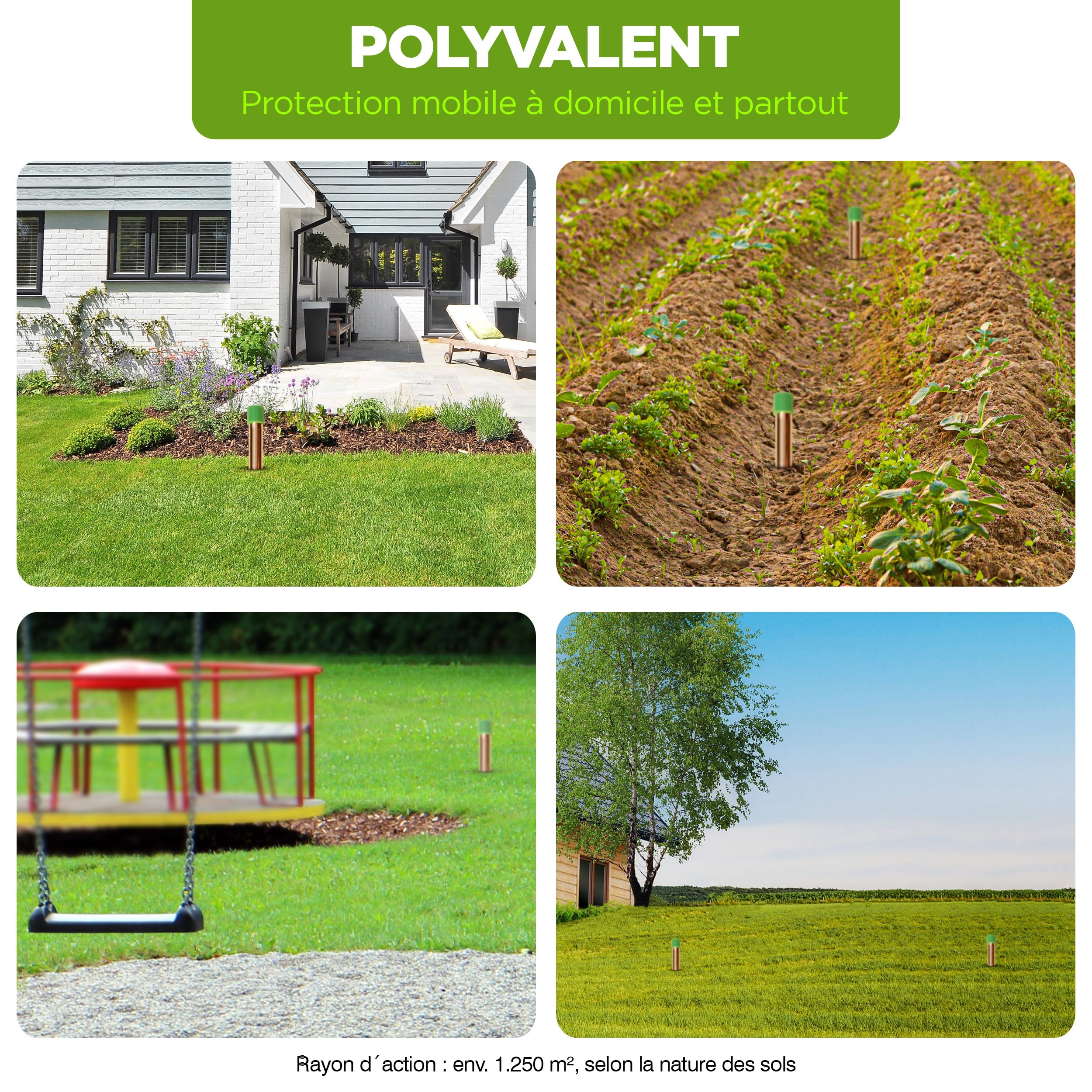 ISOTRONIC Répulsif Anti-Taupes pour repousser Les Taupes, Les campagnols et Les Serpents – Répulsif Anti-Taupes à Piles avec Piquet de Sol pour Le Jardin – Zone d'efficacité de 1 250 m² (1 unité)