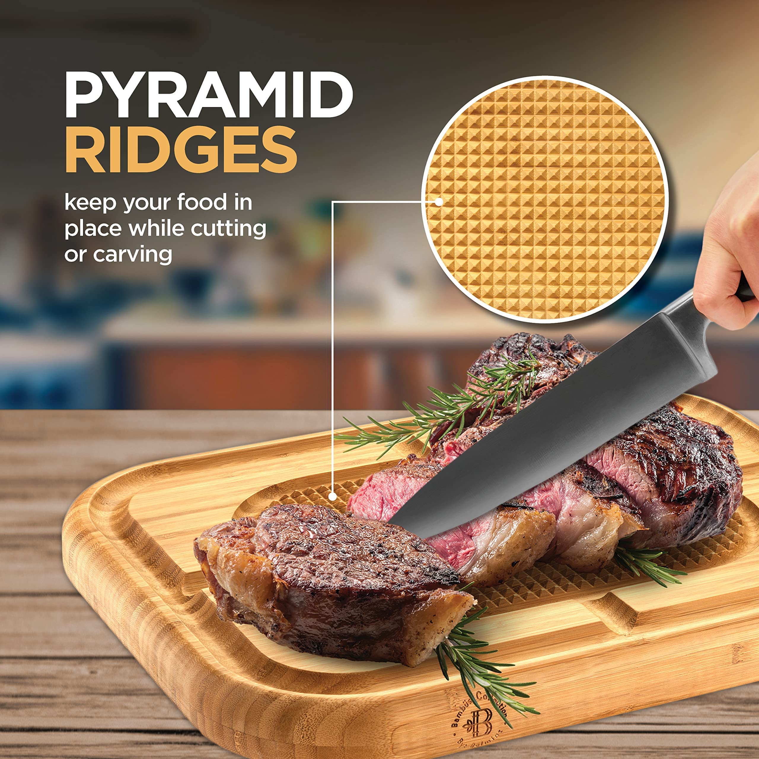 Buy Bamboo Carving Cutting Board Heavy Duty Steak Butcher Block with