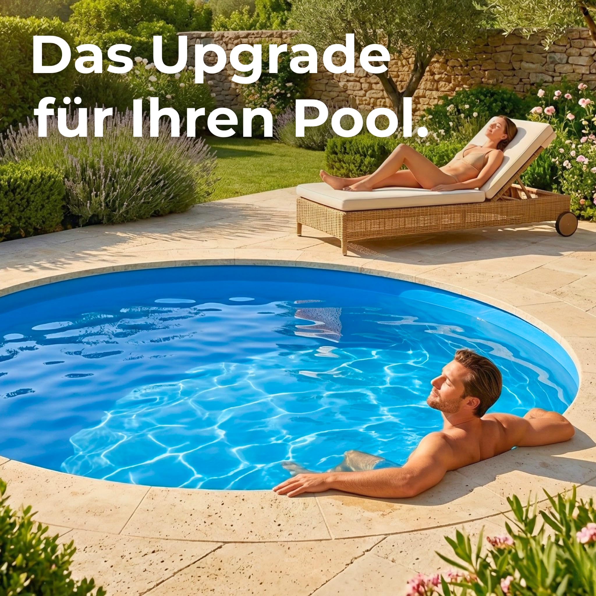 poolomio® PVC-Poolfolie rund, hochwertige & kältebeständige Poolinnenfolie für Schwimmbecken, Ersatzfolie Stärke 0,4 mm, Poolinnenhülle geeignet für Stahlwandpools mit Ø 350 x 90 cm, blau