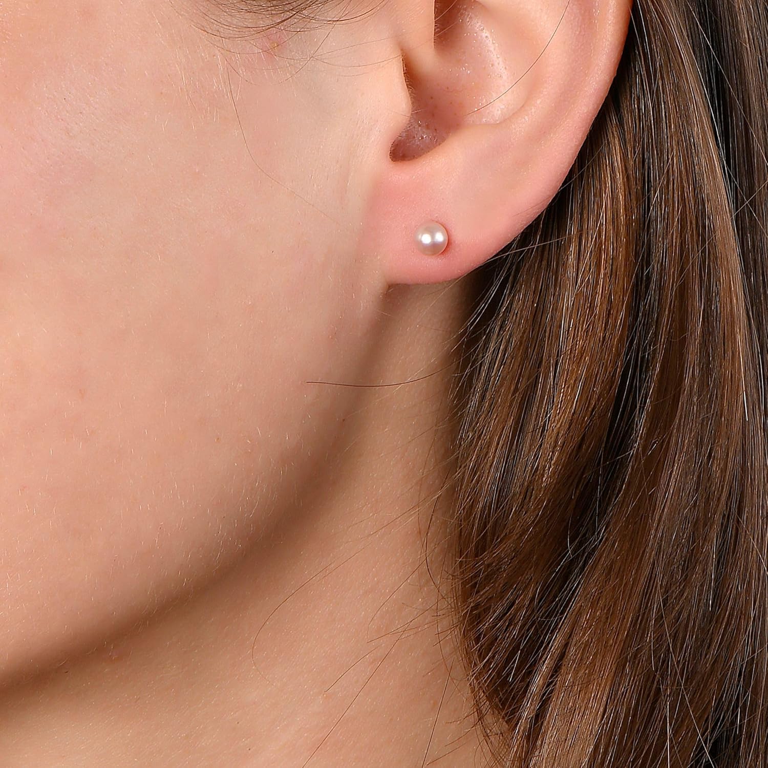 .925 Sterling Silver AAA Round Pink Freshwater Cultured Pearl Classic Stud Earrings - Choice of Pearl Size - Image 2