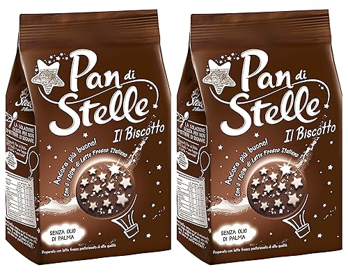 Pan di Stelle Mulino Bianco Galleta con Cacao, Avellanas 12.3 oz (350g) de Italia Paquete de 2