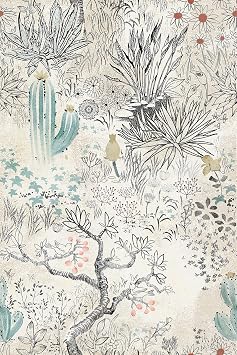 Watercolor Cactus Floral Shelf Liner Contact Paper Peel and Stick Grey Cacti Dune Wallpaper for Cabinets Shelves Dresser Drawer Wall Furniture Decor 17.7x117 Inches