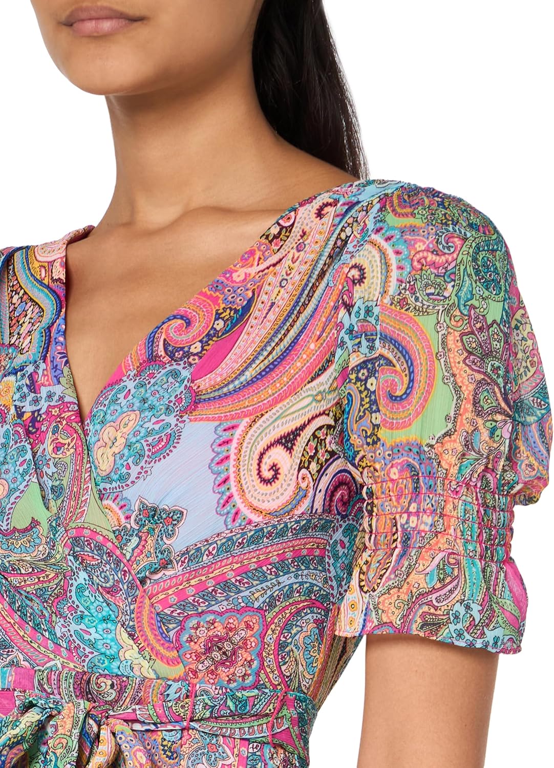 Tommy Hilfiger Women's Short Sleeve Midi Faux Wrap Chiffon - Image 3