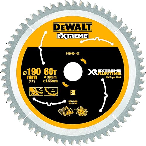 Dewalt DT99564-QZ DT99564-QZ-Hojas para Sierra Circular portátil XR Extreme RUNTIME 190mm x 30mm 60D