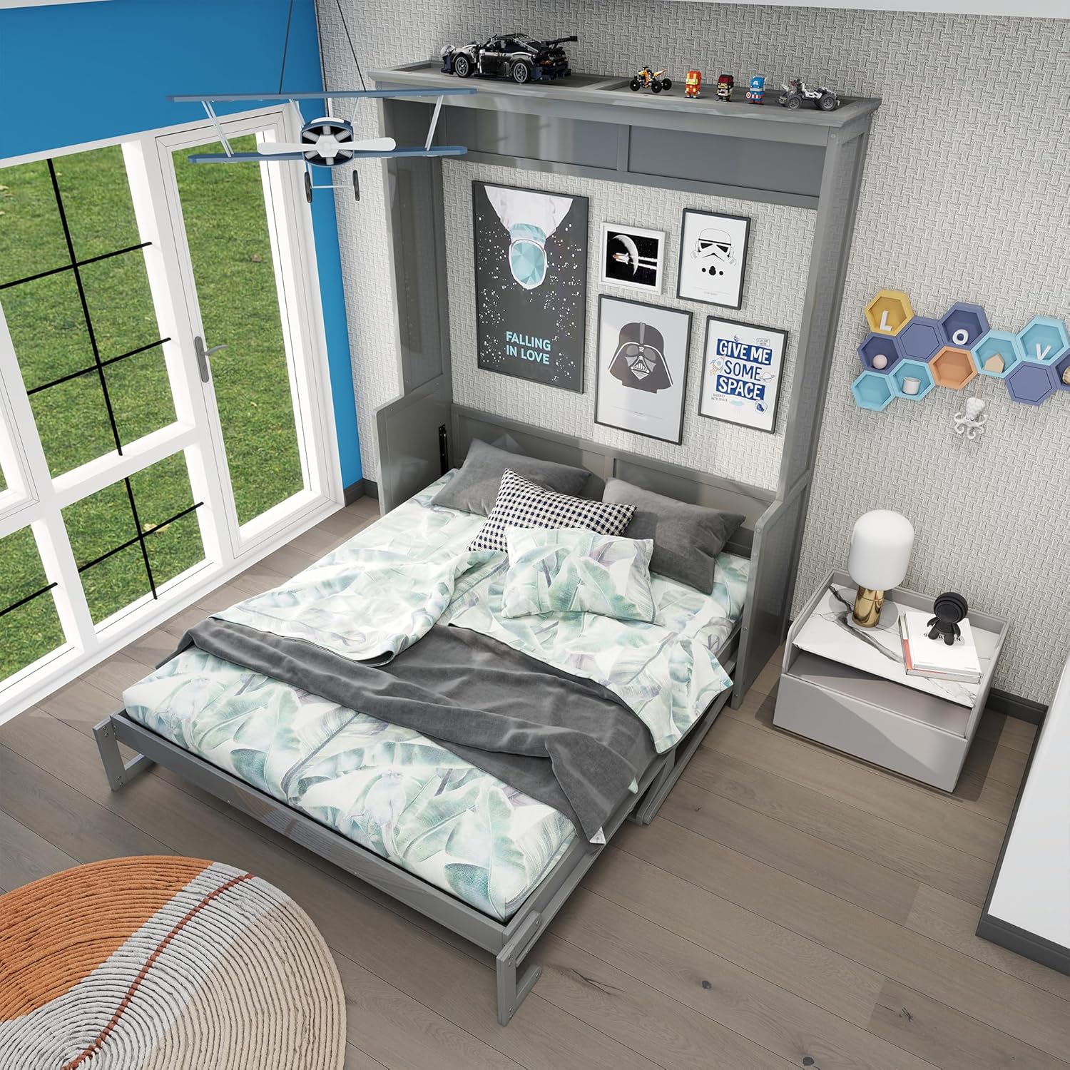 LUSPAZ Queen Size SpaceSaving Design Murphy Bed with a