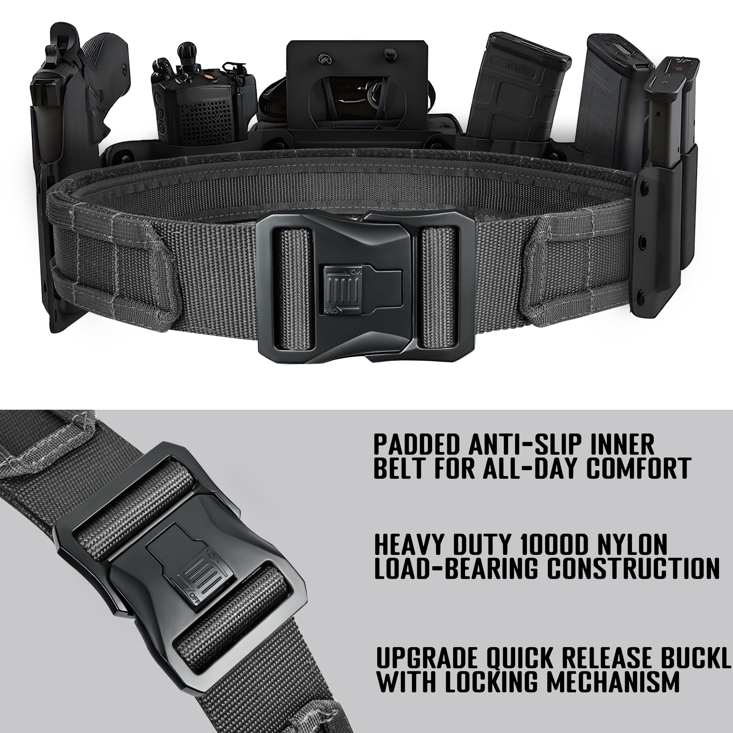 JIPIMON Battle Molle Belt Military Grade, Newly Upgrade Quick Release Buckle 2.0