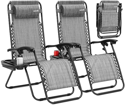 SereneLife Zero Gravity Chairs Set of 2 - Adjustable Steel