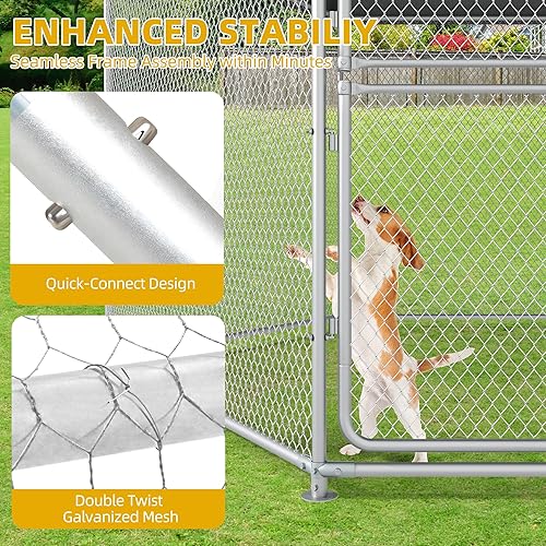 Miniatura 6 de DWVO Perrera grande para perros al aire libre con techo, bolígrafos extra grandes para mascotas, casa para perros de 13.1 x 11.2 x 7.6 pies con