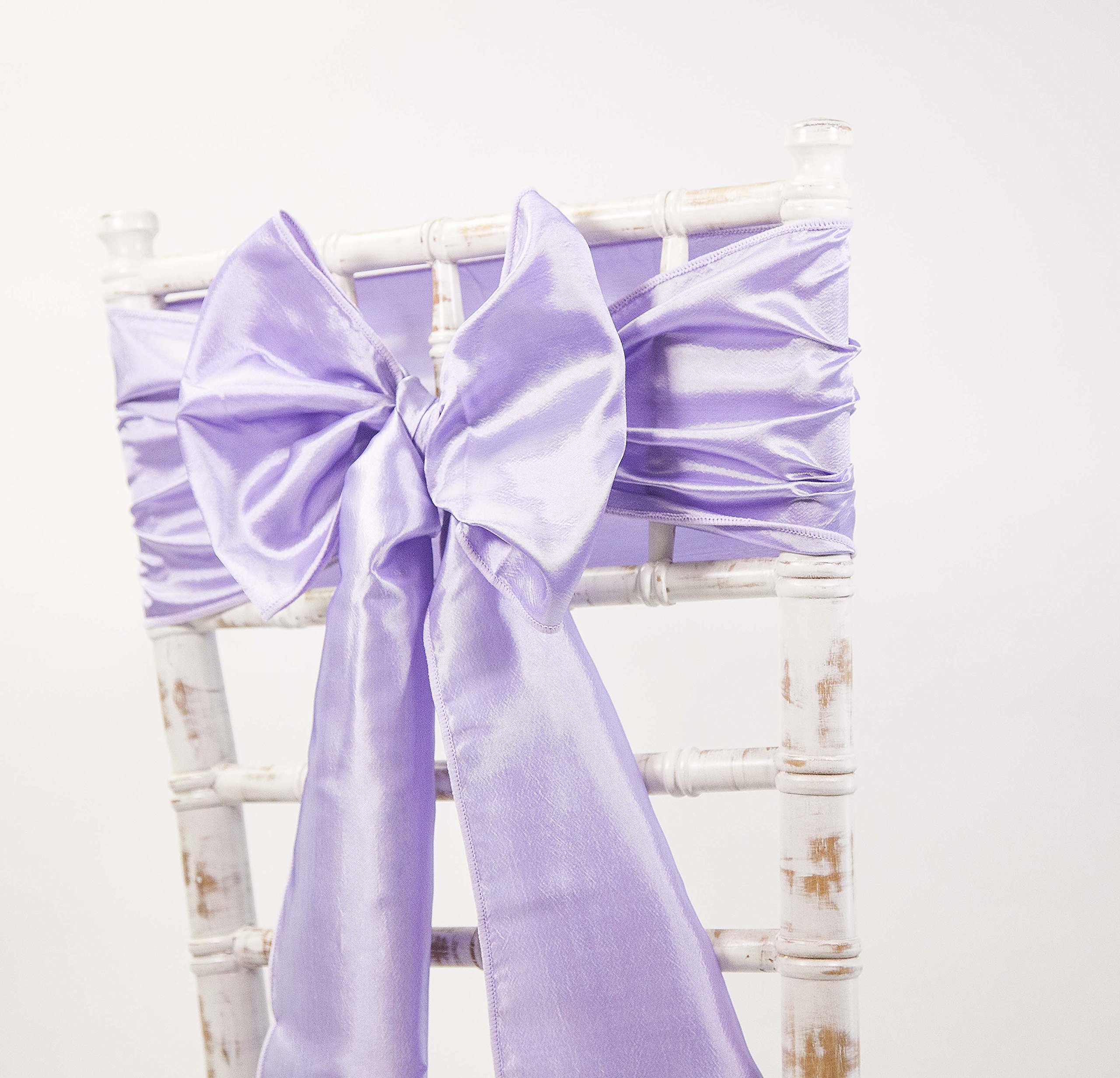 Decor Essentials Taffeta Chair Sashes Covers for Wedding Events Corporate Chair Dressing (Lilac)
