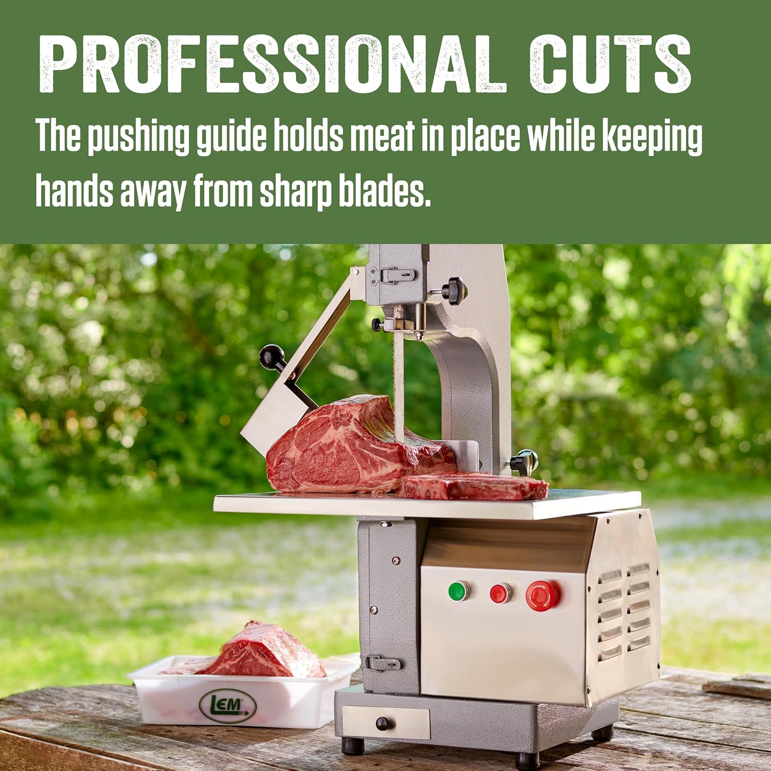 LEM Products Electric Tabletop Meat Saw, Meat and Bone Cutter Bandsaw Machine for Butchering