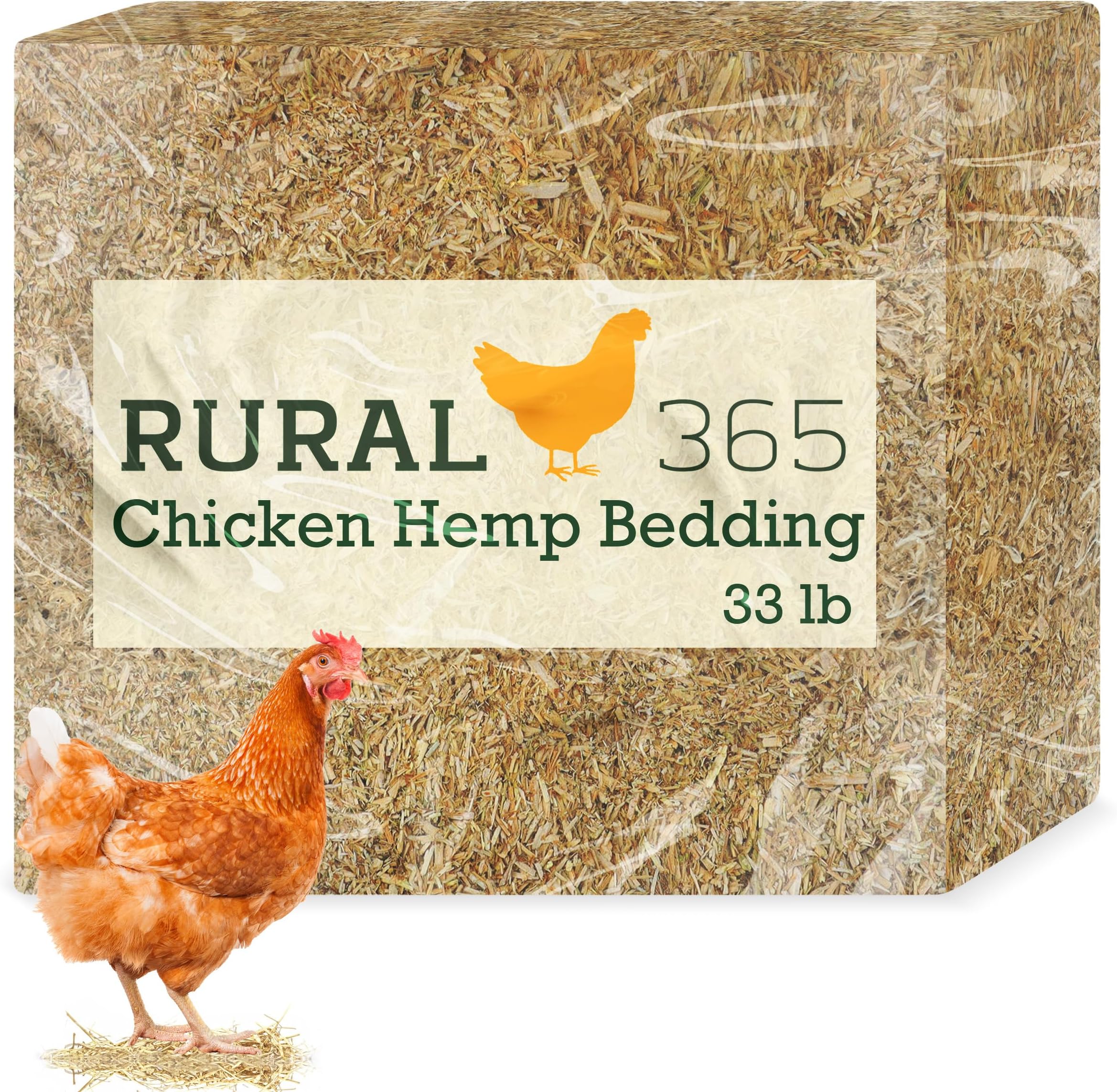 Rural365 Chicken Hemp Bedding 33lb Industrial Hemp Bale for Small Animal Bedding