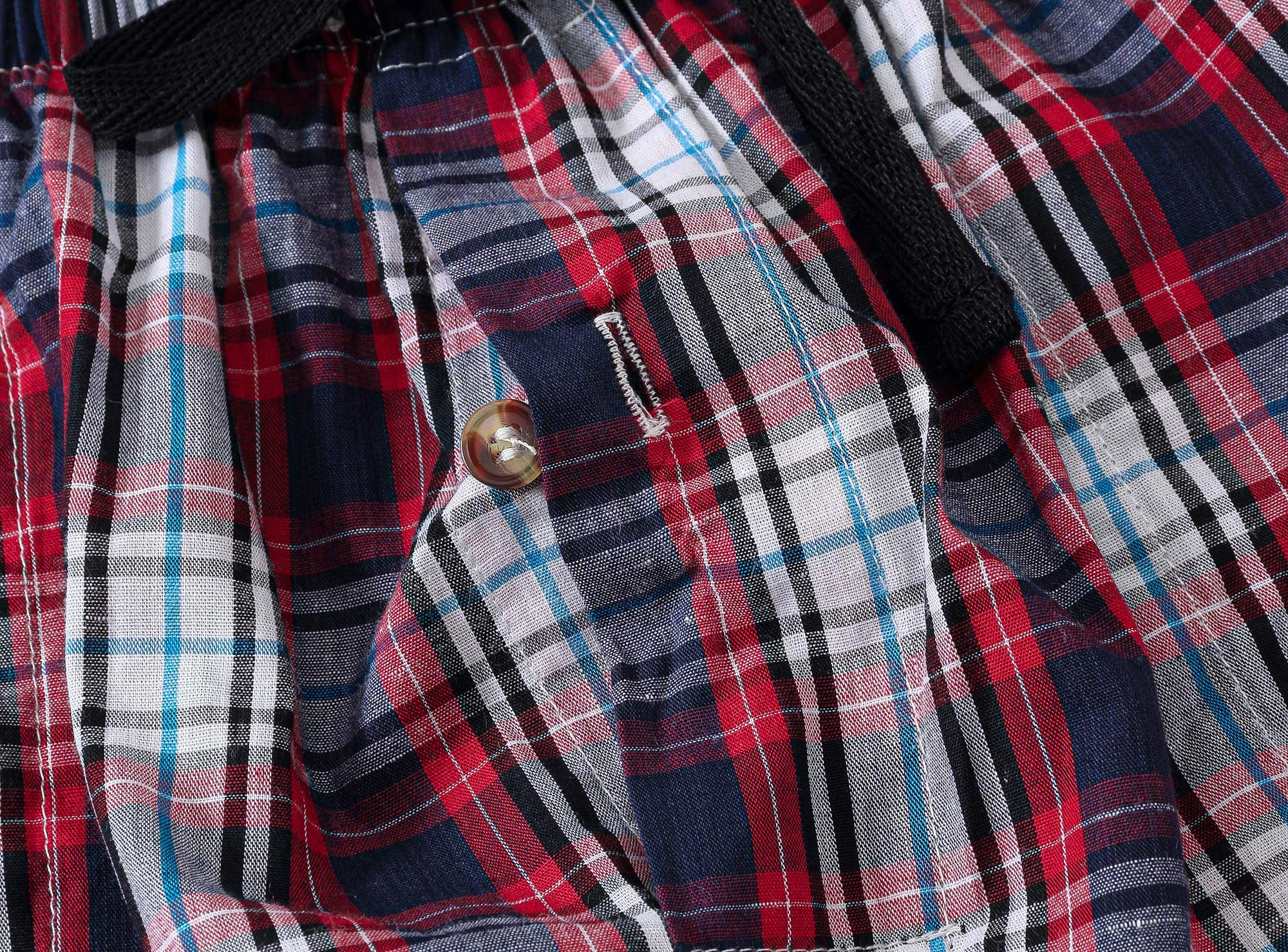 MoFiz Hombre Pantalón Corto de Pijama Casual Shorts a Cuadros de Algodón con Bolsillos