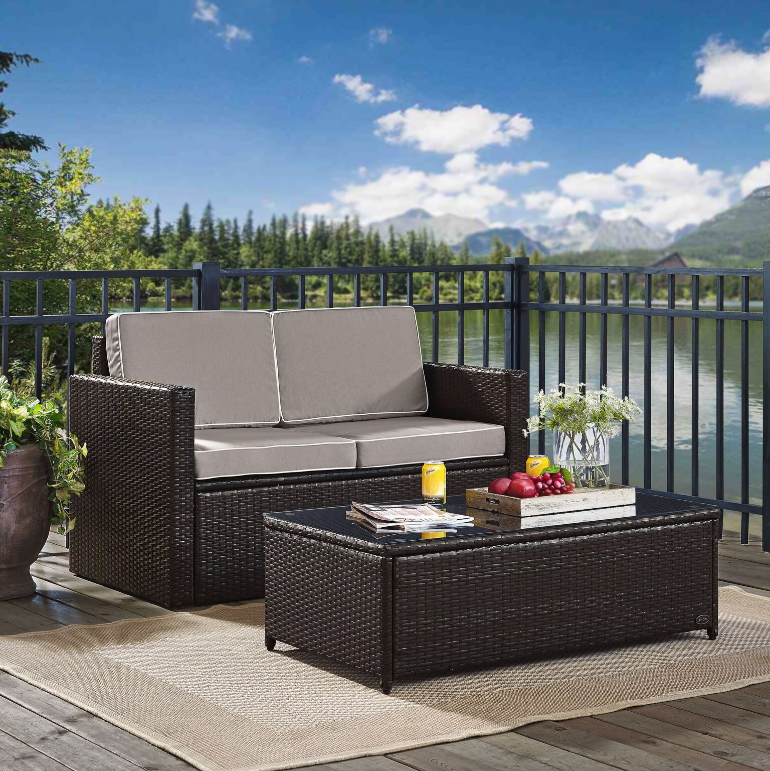 Amazon.com: Crosley Furniture Palm Harbor 2-Piece Wicker Outdoor