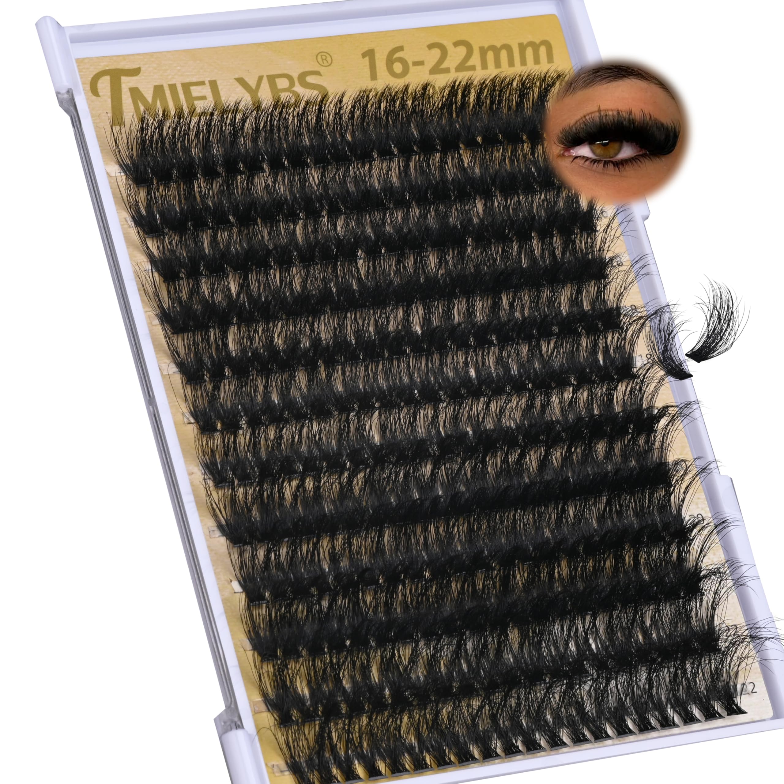 Lash Clusters 16-22mm Long Cluster Eyelash Extensions Thick D C Eyelash Clusters 240pcs Waterproof Individual Lashes Soft Wispy False Eyelashes DIY