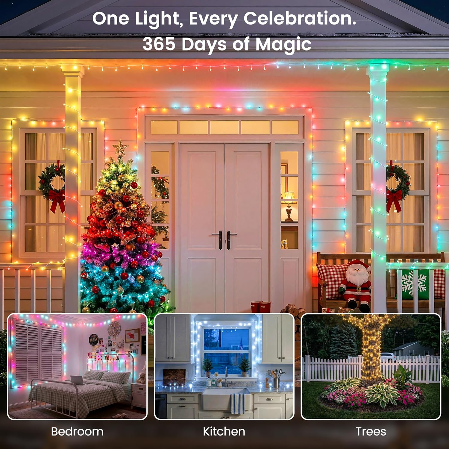 Smart String Lights 300 LED, Color Changing APP & Remote Controlled Fairy Lights, Music Sync Long Decorative Christmas Lights for Bedroom, Wall, Window, Party & Room Decor