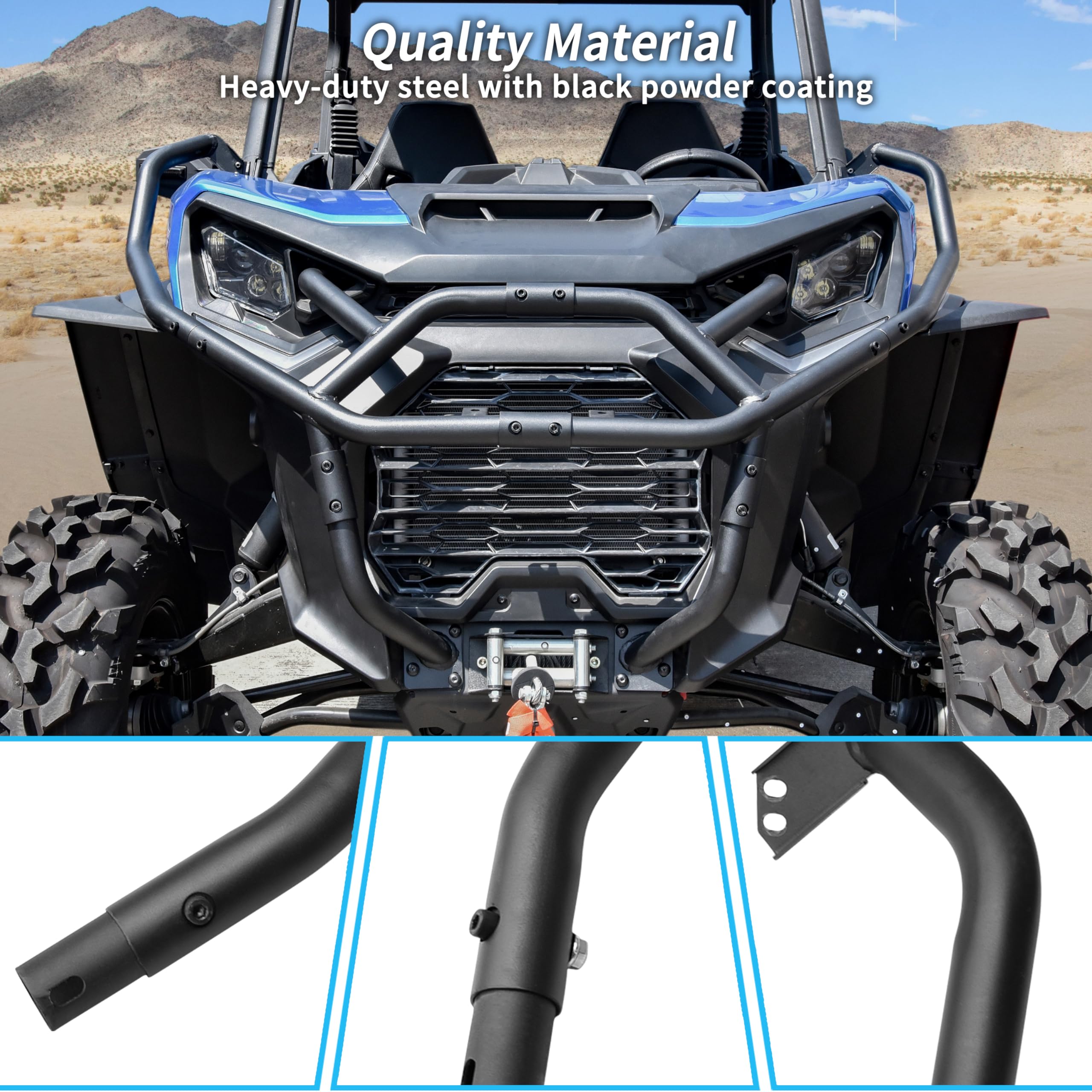 Front Corner Bumper for Can-Am Commander 21-25, Heavy Duty Steel Combined Side Bumper Bar Protector Front Corner Guards Protectors for Can-Am Commander/Commander Max 2021-2025, Replace #715006807