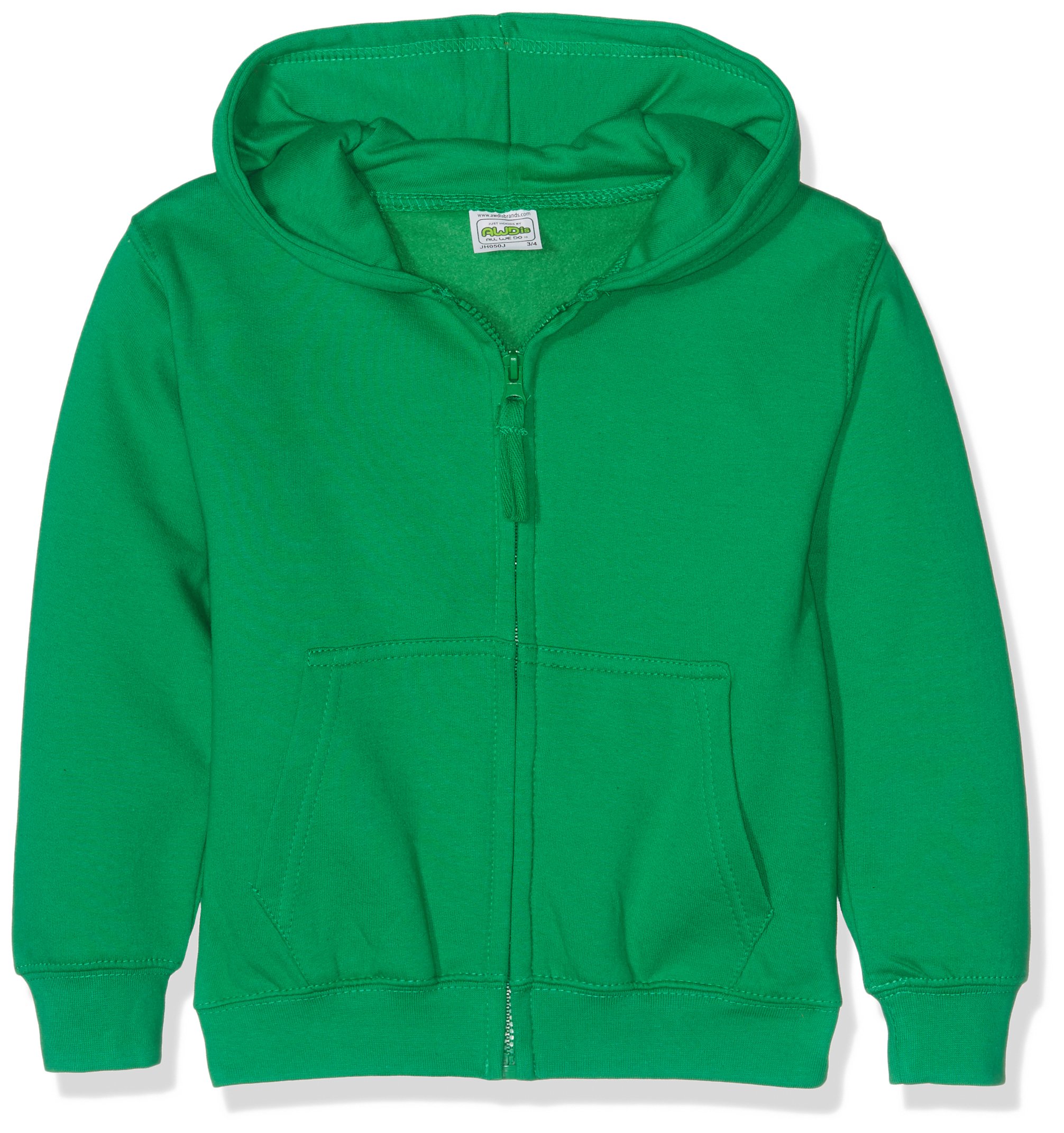 AWDis Boy's Kids Zoodie Hoodie, Green (Kelly Green), Large