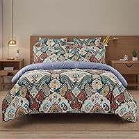 Vista 32 de FADFAY Elegante juego de funda de edredón de cachemira, ropa de cama clásica de cachemira dorada, transpirable, 100% algodón percal, ultra suave