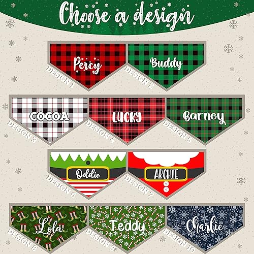 Miniatura 2 de Bandanas de Navidad personalizadas para perro con cuello ajustable 3 tamaños 10 diseños bufanda personalizada para perro con nombre