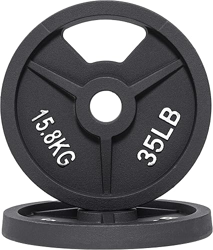 Miniatura 12 de Fitvids Placa de pesas olímpica de 2 pulgadas y de hierro fundido estándar de 1 pulgada para entrenamiento de fuerza y levantamiento de pesas,