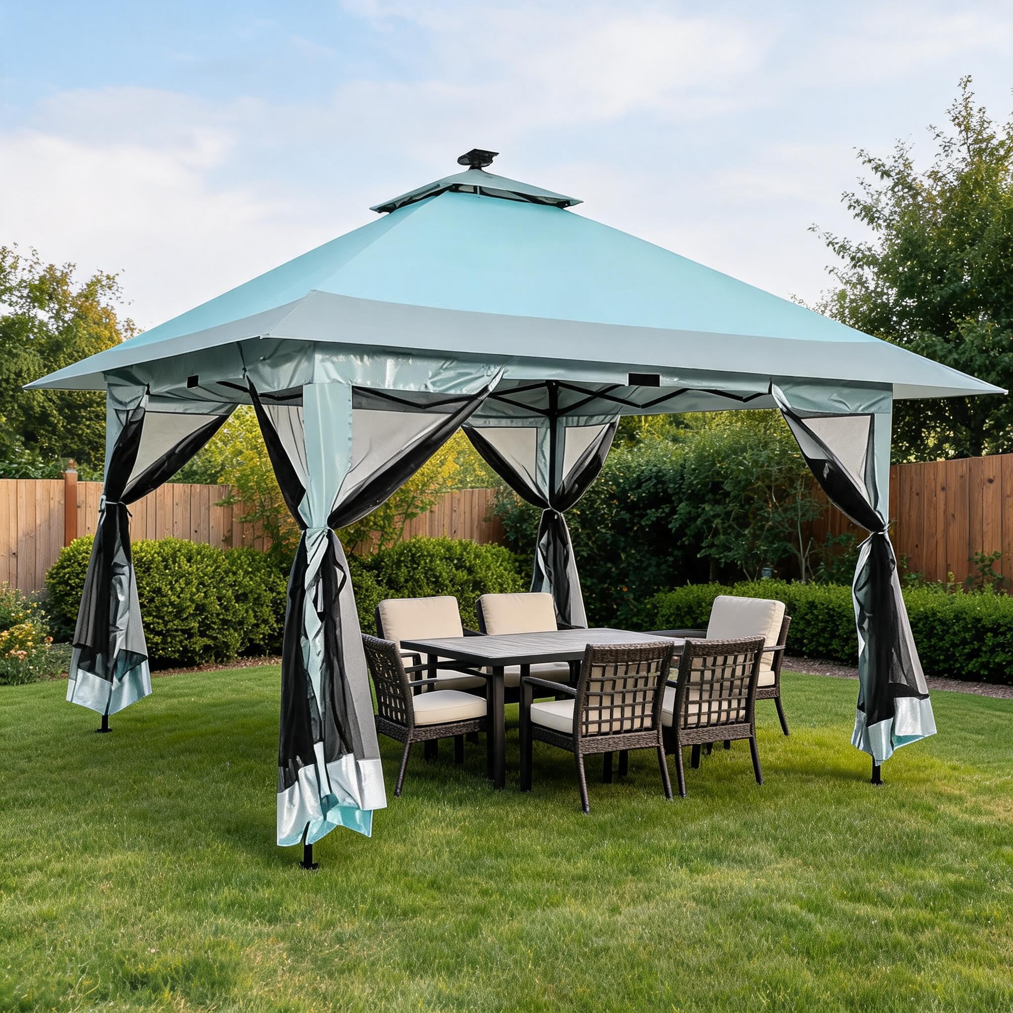Pavillon 3.6x3.6m Mit Doppeltem Belüftungsdach Für Den Garten