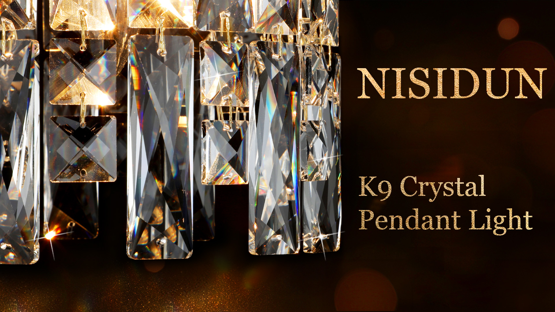 Image of Modern K9 Gold Crystal Pendant Lights Kitchen Island Set of 3